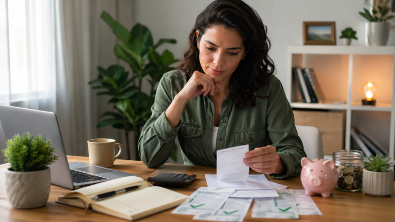 Adulto analisando contas para entender como sair das dívidas e reorganizar as finanças